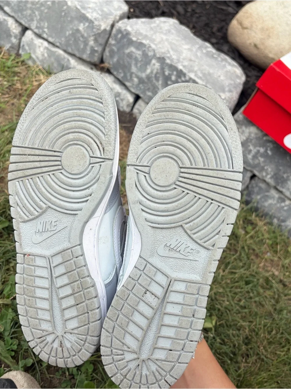 Nike Light Gray and White Low-Top Sneakers youth size 4, woman’s 6 - Picture 4 of 5